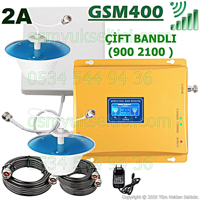 Gsm Repeater Çift Bandlı Gsm Yükseltici - 2 İç Antenli