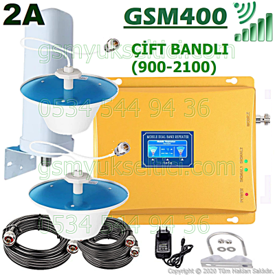 Gsm Repeater Çift Bandlı Gsm Yükseltici - 2 İç Antenli