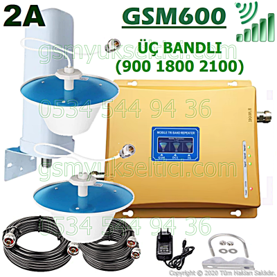 Gsm Repeater Üç Bandlı Gsm Yükseltici - 2 İç Antenli