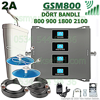 Gsm Repeater Dört Bandlı Gsm Yükseltici - 2 İç Antenli