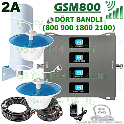 Gsm Repeater Dört Bandlı Gsm Yükseltici - 2 İç Antenli