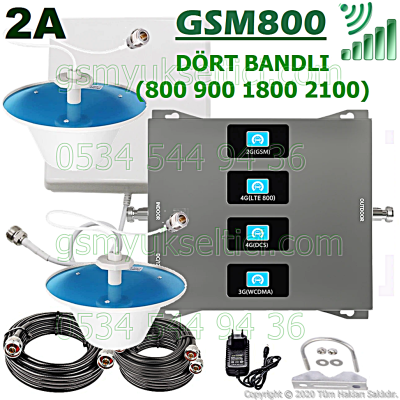 Gsm Repeater Dört Bandlı Gsm Yükseltici - 2 İç Antenli
