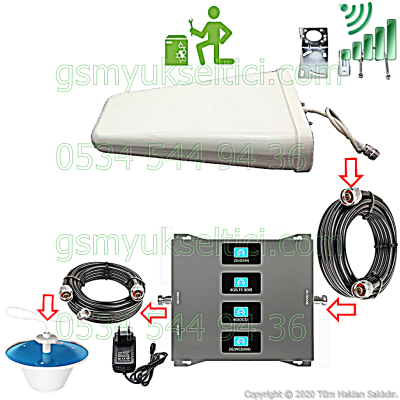 Gsm Repeater Dört Bandlı Gsm Yükseltici - 2 İç Antenli