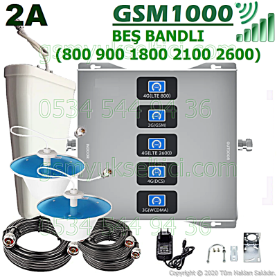 Gsm Repeater Beş Bandlı Gsm Yükseltici - 2 İç Antenli