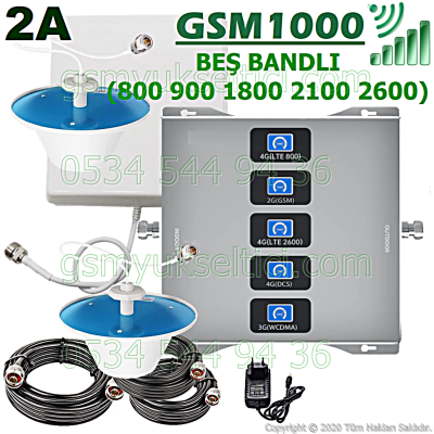 Gsm Repeater Beş Bandlı Gsm Yükseltici - 2 İç Antenli